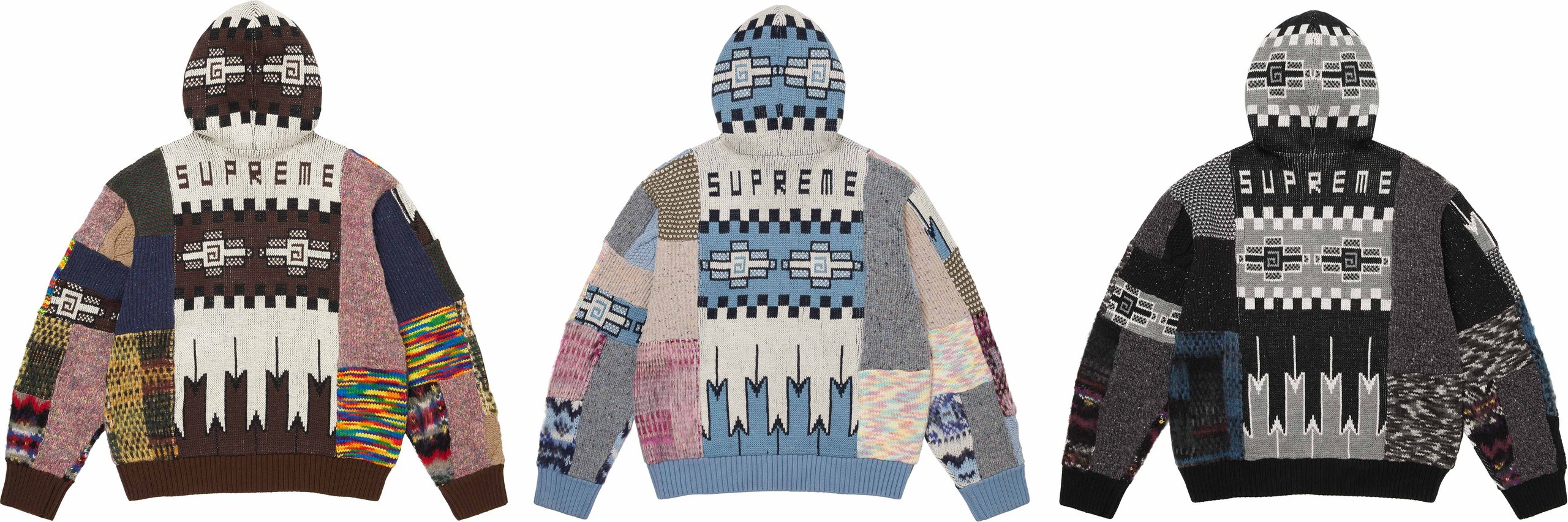 Patchwork Zip Up Hooded Sweater view 7